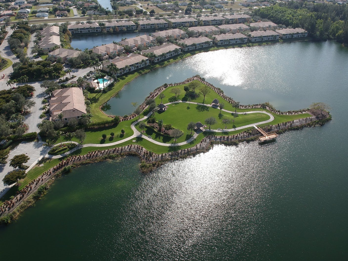 Aerial view of residential subdivision