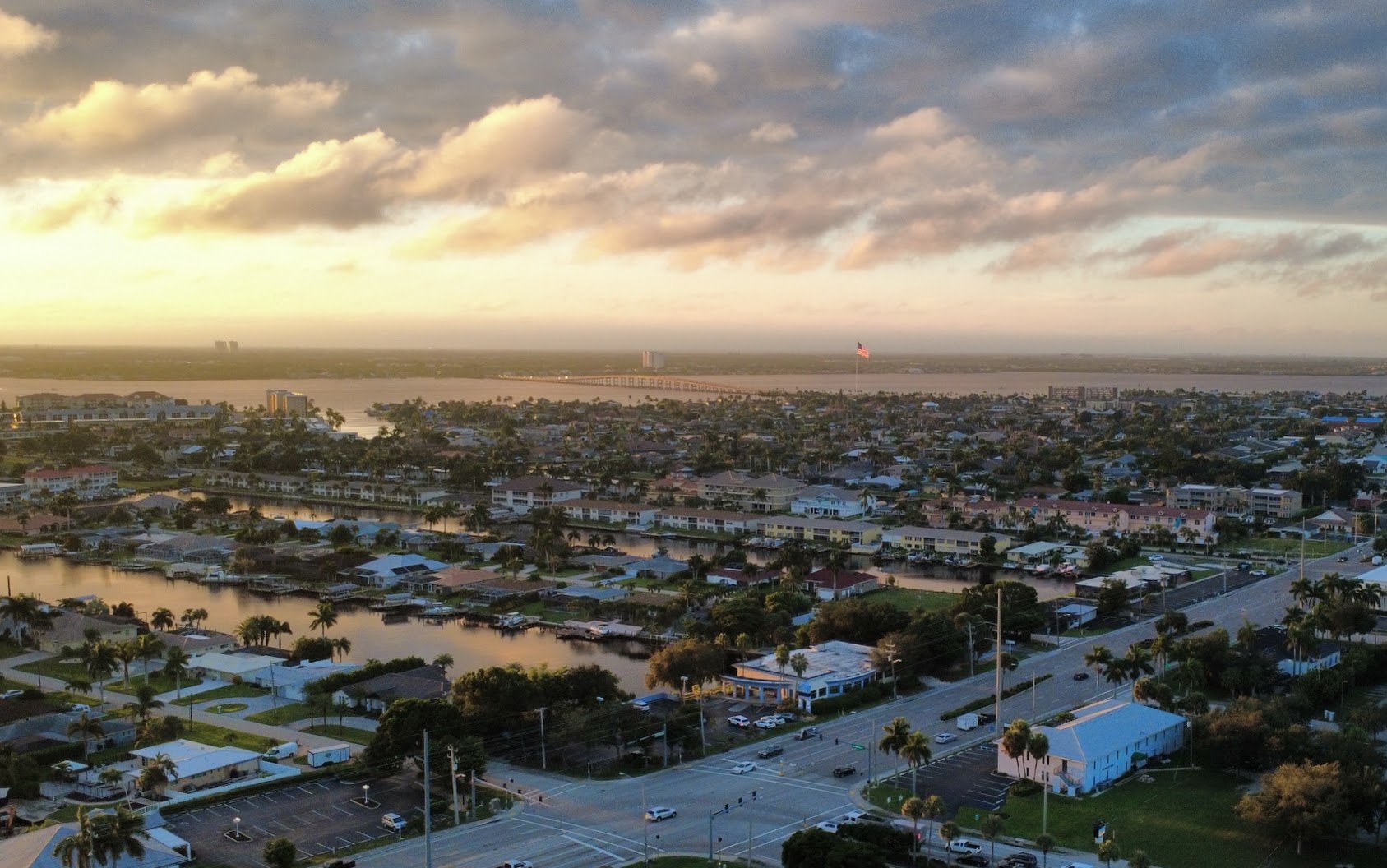 Aerial view of Cape Coral morning
